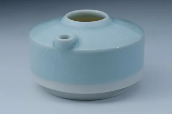 Flask Ice Blue Crackle Glaze